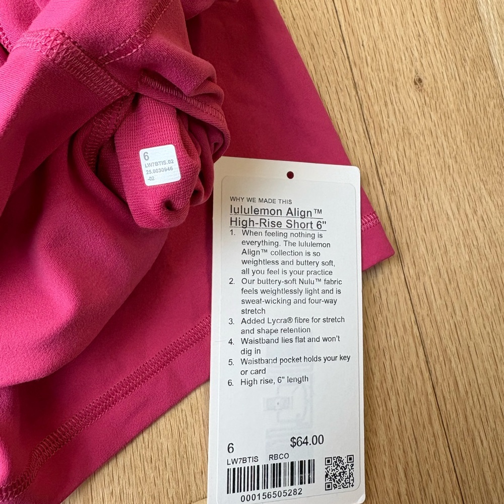 lululemon raspberry coulis align short 6” - Picture 5 of 5
